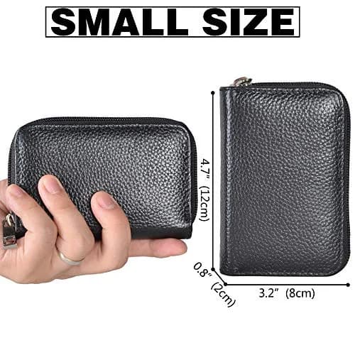 Easyoulife Genuine Leather Credit Card Holder Zipper Wallet 26 Card Slots | RFID Protected & Compact thumbnail 4