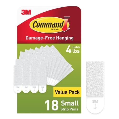 Command Small Picture Hanging Strips 36 Strips (18 Pairs) | Holds 4 lb Frames, Damage-Free Wall Hanging thumbnail 1
