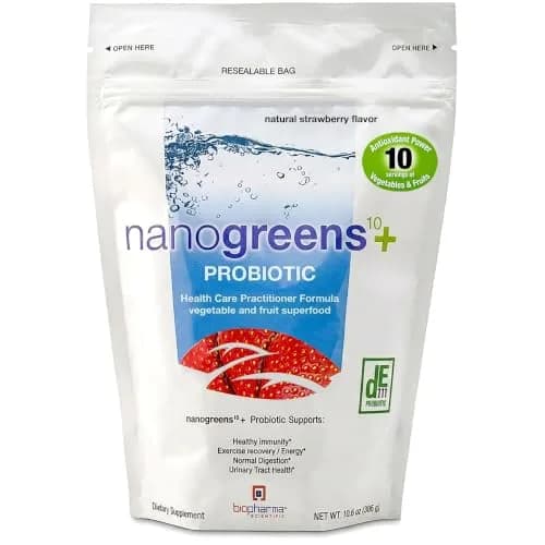 Biopharma Scientific NanoGreens + Probiotic Greens Powder (Strawberry) | Plant-Based Superfood with 5 Billion CFU & 30 Servings thumbnail 1