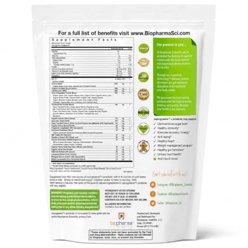 Biopharma Scientific NanoGreens + Probiotic Greens Powder (Strawberry) | Plant-Based Superfood with 5 Billion CFU & 30 Servings thumbnail 9