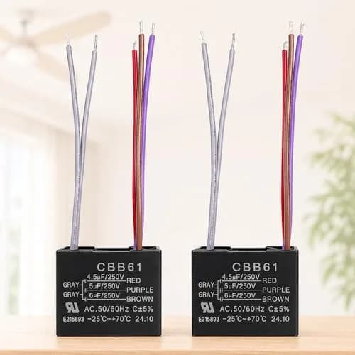 Podoy CBB61 Ceiling Fan Capacitor 4.5uf+5uf+6uf 5 Wire 250VAC 50/60Hz (2-Pack) thumbnail 1