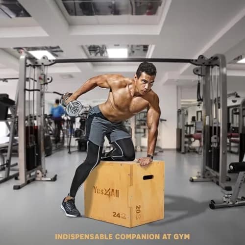 Yes4All 3-in-1 Wooden Plyo Box 450 lbs Capacity | 12, 14, 16 Inch Heights | Smooth Edges & Built-in Handles thumbnail 7