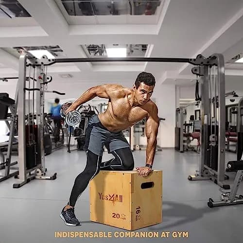 Yes4All 3-in-1 Wooden Plyo Box 450 lbs Capacity | 12, 14, 16 Inch Heights | Smooth Edges & Built-in Handles thumbnail 2