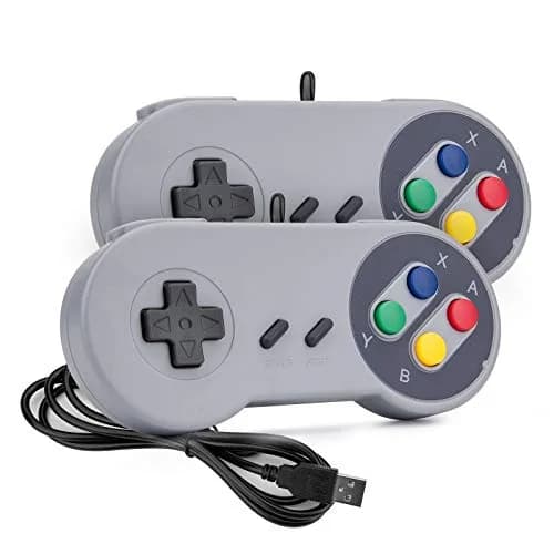 Rii Classic Retro USB Wired Game Controller for PC Gaming, Grey | 2 Pack, Compatible with Windows & Mac thumbnail 1
