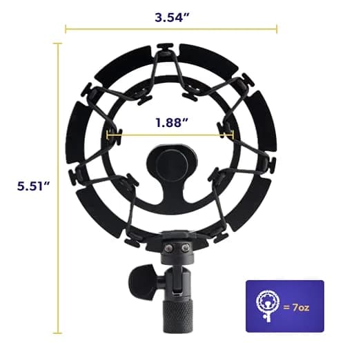 Auphonix Pro Microphone Shock Mount - Mic Holder Compatible w/Blue Yeti, Snowball & Pro Microphones | Vibration & Shock Protection thumbnail 6