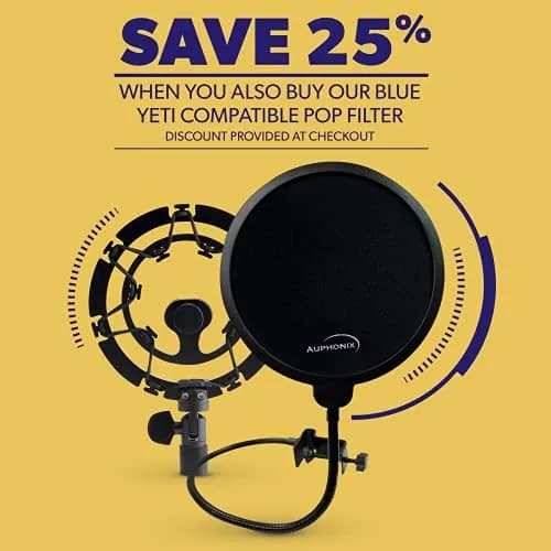 Auphonix Pro Microphone Shock Mount - Mic Holder Compatible w/Blue Yeti, Snowball & Pro Microphones | Vibration & Shock Protection thumbnail 8