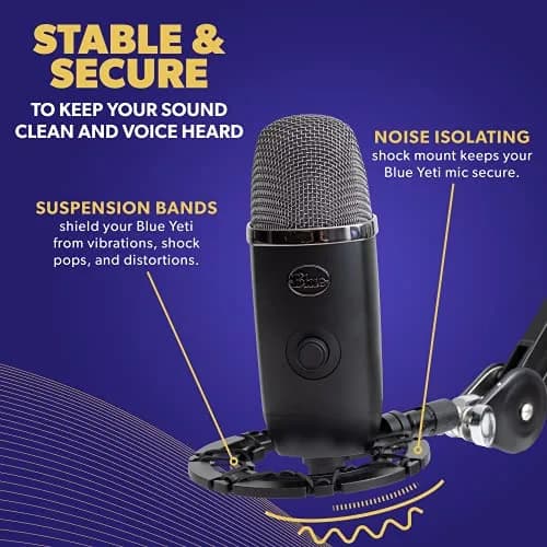 Auphonix Pro Microphone Shock Mount - Mic Holder Compatible w/Blue Yeti, Snowball & Pro Microphones | Vibration & Shock Protection thumbnail 2