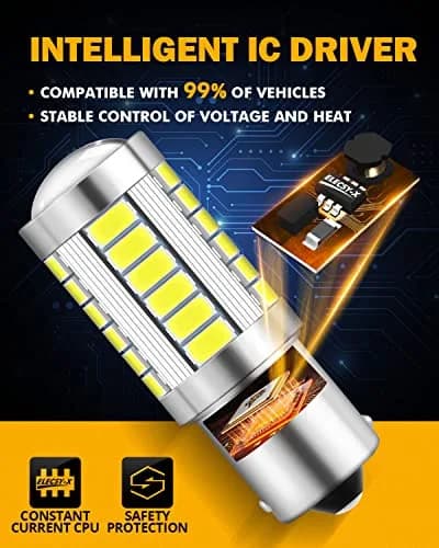 Auxbeam 1156 LED Bulb White 6500K BA15S 12V 4000LM | Backup Reverse Light Upgrade thumbnail 7