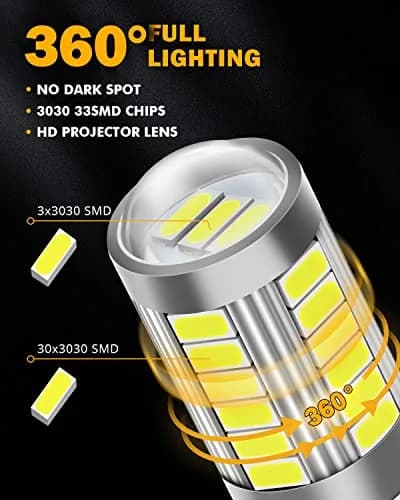 Auxbeam 1156 LED Bulb White 6500K BA15S 12V 4000LM | Backup Reverse Light Upgrade thumbnail 3