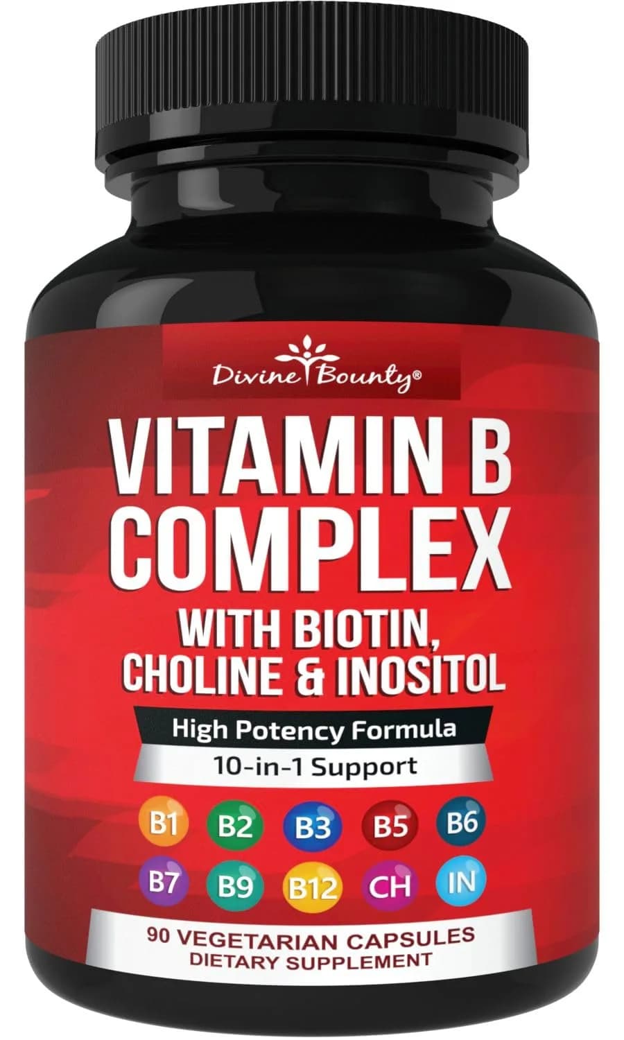 Divine Bounty Vitamin B Complex, 90 Capsules | All B Vitamins in One Potent Capsule - main product image
