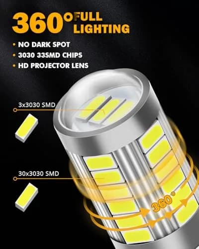 Auxbeam 3156 LED Bulbs White 6500K 4000 Lumens (Set of 2) | Plug & Play T25 P27W Replacement for Turn Signal Backup Lights thumbnail 4