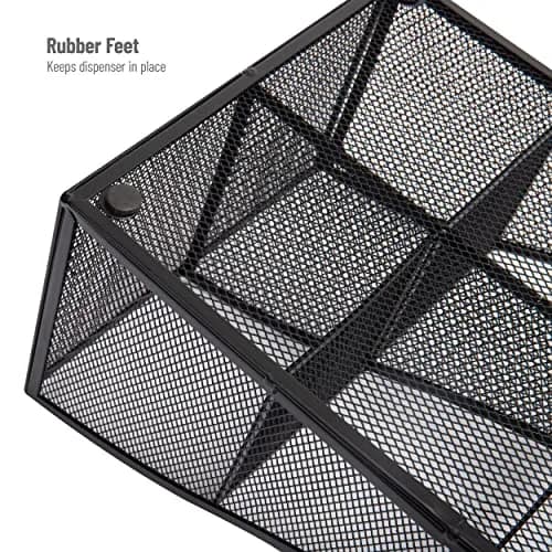 Mind Reader Countertop Organizer, 7-Compartment Metal Mesh Caddy for Breakroom Supplies | Black thumbnail 4