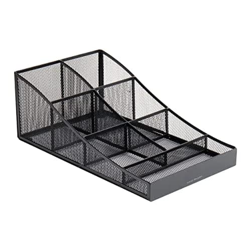 Mind Reader Countertop Organizer, 7-Compartment Metal Mesh Caddy for Breakroom Supplies | Black thumbnail 7