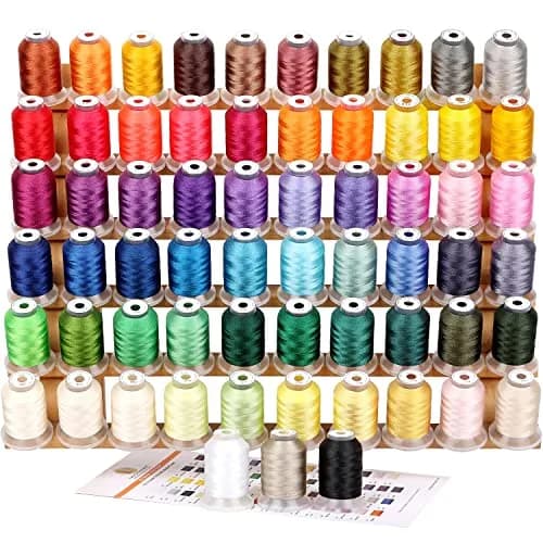 New brothread 63 Spools Polyester Machine Embroidery Thread Kit 500m Each | Assorted Bright Colors for All Embroidery Machines thumbnail 1