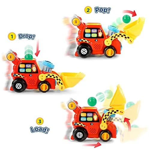 VTech Pop-a-Balls Push and Pop Bulldozer, Red | Interactive Motor Skills Toy for Kids 1-6 thumbnail 3