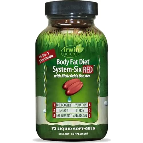 Irwin Naturals Body Fat Diet System-Six RED Nitric Oxide Booster 72 Liquid Soft-Gels | Supports Fat Burning & Energy thumbnail 1