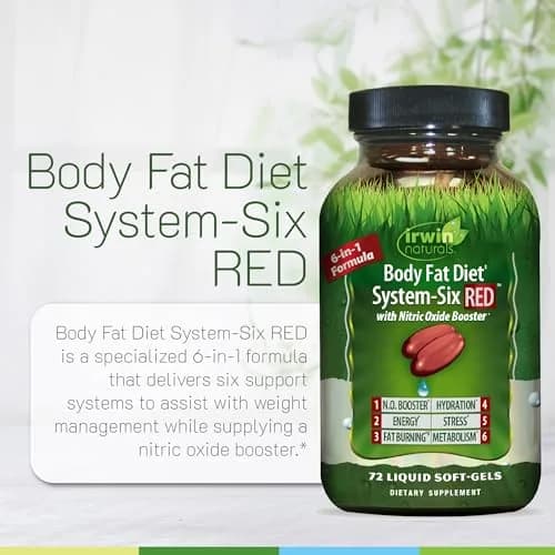 Irwin Naturals Body Fat Diet System-Six RED Nitric Oxide Booster 72 Liquid Soft-Gels | Supports Fat Burning & Energy thumbnail 5