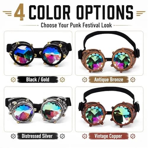 Lelinta Kaleidoscope Spiked Goggles with Adjustable Straps | Impact-Resistant Costume Eyewear for Women thumbnail 9