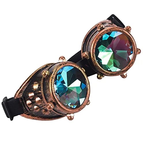 Lelinta Kaleidoscope Spiked Goggles with Adjustable Straps | Rainbow Crystal Lenses, Perfect for Raves, Costume Parties thumbnail 3