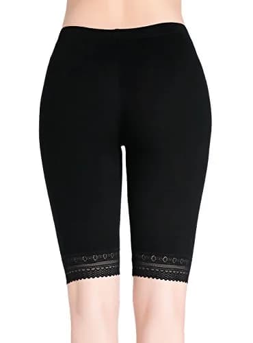 CnlanRow Womens Under Skirt Pants Soft Ultra Stretch Lace Trim Knee Length Leggings Fitness Sport Shorts Medium | Breathable, Lightweight & Perfect Fit thumbnail 4