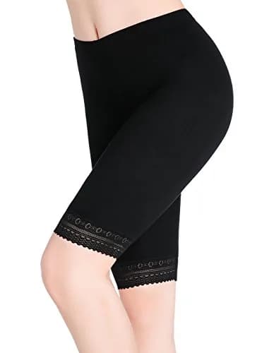 CnlanRow Womens Under Skirt Pants Soft Ultra Stretch Lace Trim Knee Length Leggings Fitness Sport Shorts Medium | Breathable, Lightweight & Perfect Fit thumbnail 3