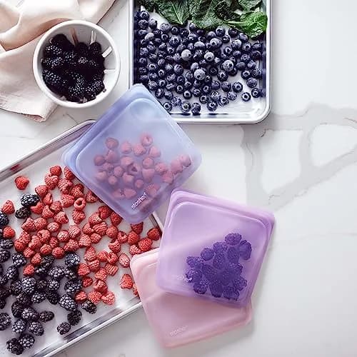 Stasher Premium Reusable Silicone Sandwich Bag Raspberry 1.5 L (28 oz) | Leak-Free Pinch-Loc Seal thumbnail 2