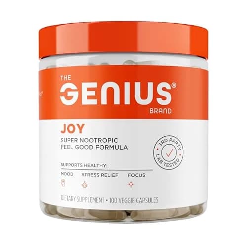 The Genius Brand Genius Joy Nootropic Mood Supplement, 100 Veggie Pills | Mood Boosting Vitamins & Minerals for Focus & Wellbeing thumbnail 1