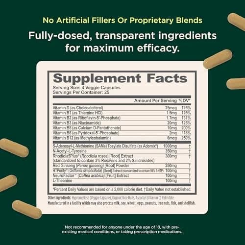 The Genius Brand Genius Joy Nootropic Mood Supplement, 100 Veggie Pills | Mood Boosting Vitamins & Minerals for Focus & Wellbeing thumbnail 2