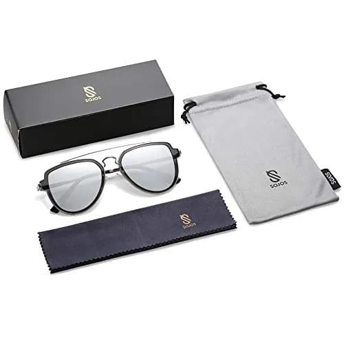 SOJOS Retro Polarized Double Bridge Sunglasses for Men Women SJ1051 | 63mm (2.48in) Lens Width thumbnail 6
