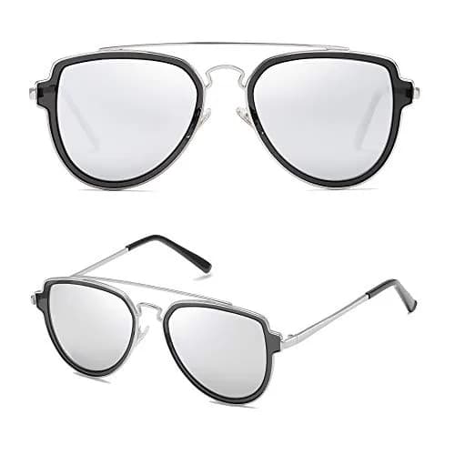 SOJOS Retro Polarized Double Bridge Sunglasses for Men Women SJ1051 | 63mm (2.48in) Lens Width thumbnail 2