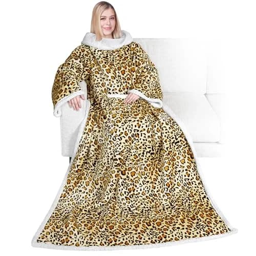 PAVILIA Wearable Blanket with Sleeves & Pocket for Women & Men | Soft Fleece Snuggle Throw with Sherpa Trim, Cozy Couch Robe, Gift Idea thumbnail 1