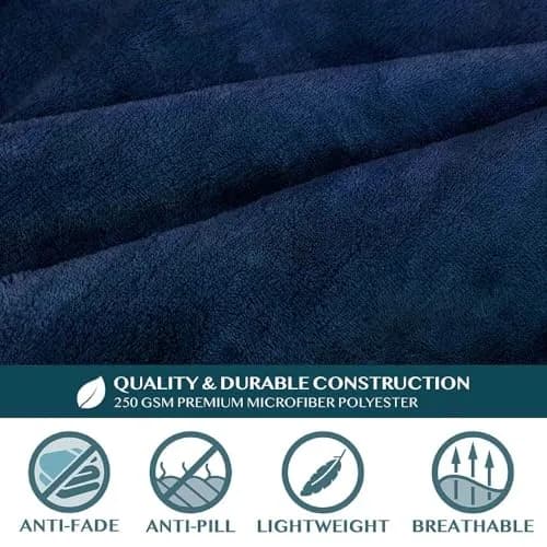 PAVILIA Wearable Blanket with Sleeves & Pocket | Cozy Fleece Snuggle Throw for Women & Men, Navy Blue thumbnail 8