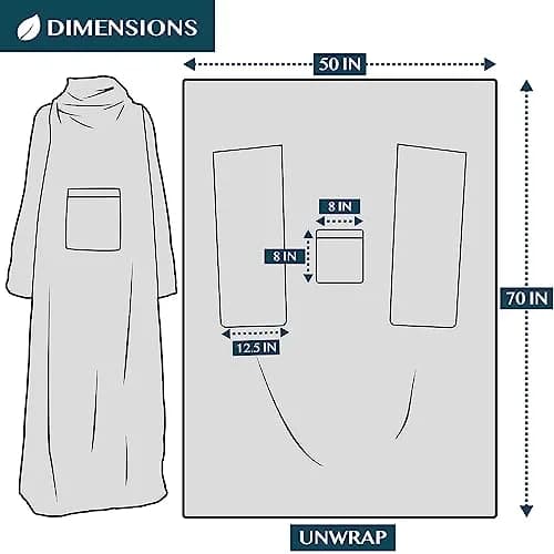PAVILIA Wearable Blanket with Sleeves & Pocket | Cozy Fleece Snuggle Throw for Adults (70" x 50") thumbnail 9