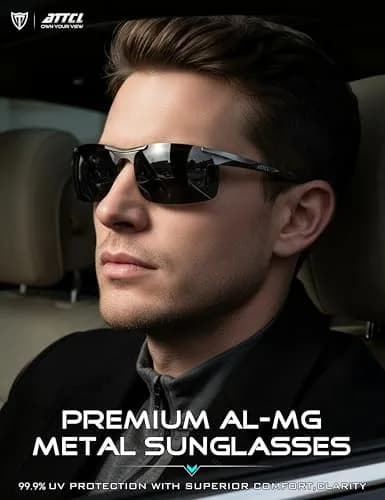 ATTCL Polarized Sunglasses Men Al-Mg Metal UV400 | Lightweight, Anti-Glare, Vivid Vision (70-120 chars) thumbnail 2