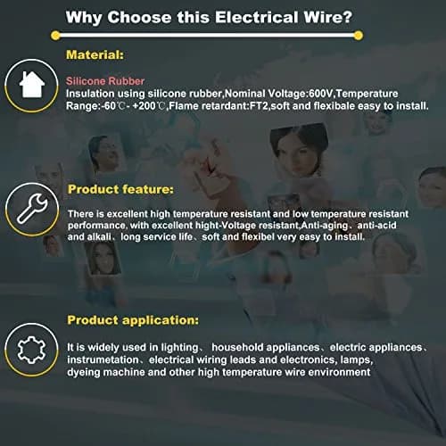 Haerkn 14awg Silicone Electrical Wire Cable 2 Colors 10ft Each | High Temp, 600V, 20A thumbnail 8
