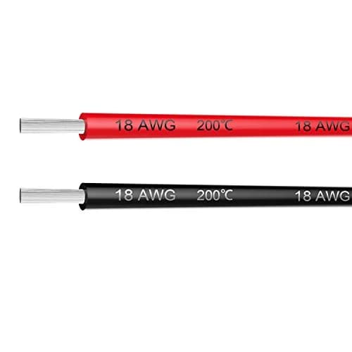 Haerkn 18 AWG Silicone Wire, 20 ft (6.1m) Total, 2 Colors (Black/Red), 600V, 200°C Rated thumbnail 1