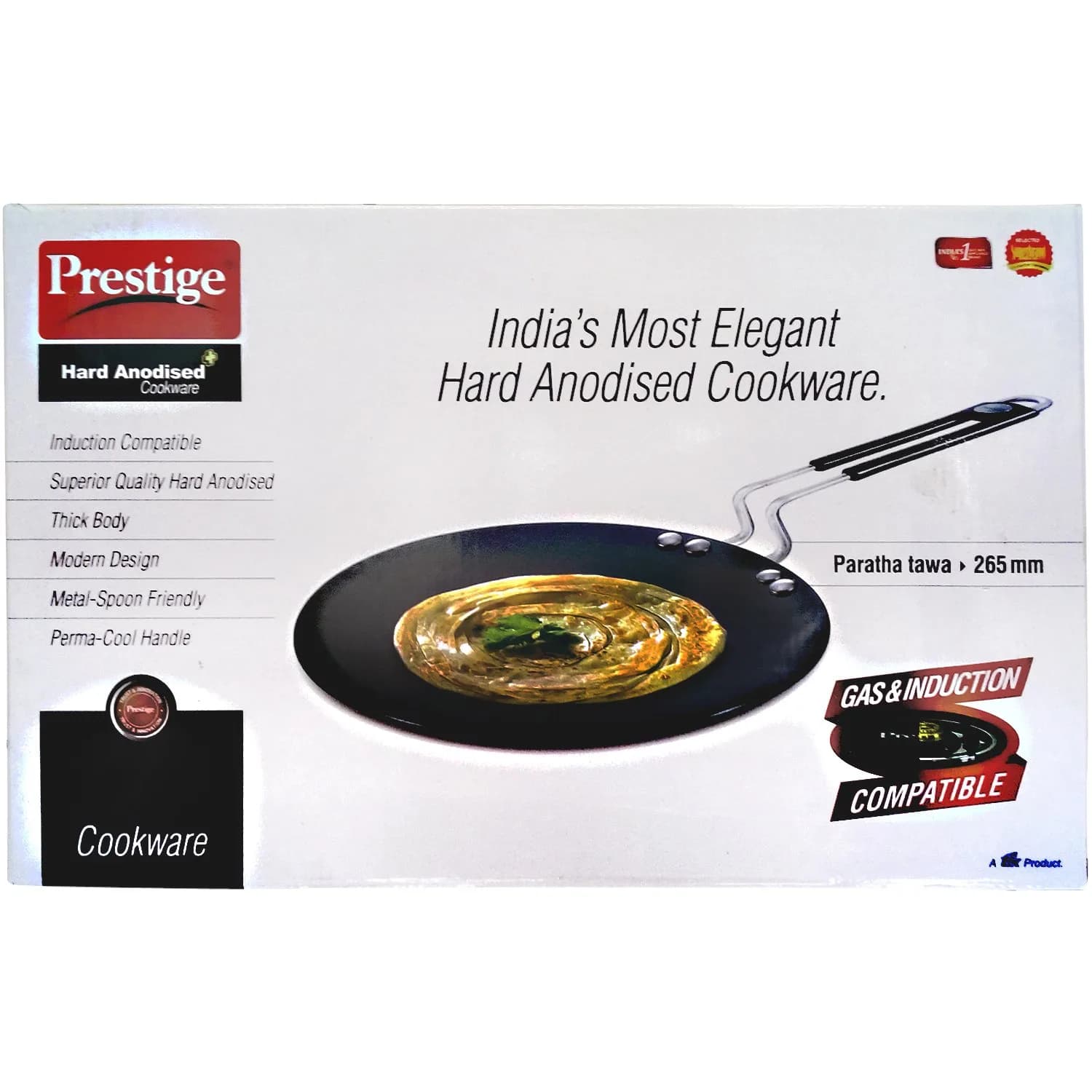Prestige Non-Stick 265mm Hard Anodized Paratha Tawa | Induction Compatible, Thick Body, Perma Cool Handles - main product image