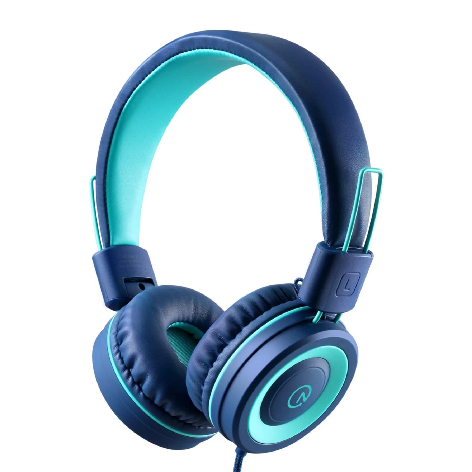 Noot Products K11 Kids Headphones Wired 3.5mm Jack Soft Pink | Tangle-Free, Adjustable & Foldable — Navy/Teal