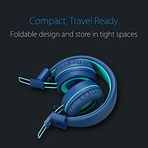 noot products K11 Kids Headphones with Wired Cord 3.5mm Jack Navy/Teal | Adjustable, Foldable, Tangle-Free for Kids 3+ thumbnail 4