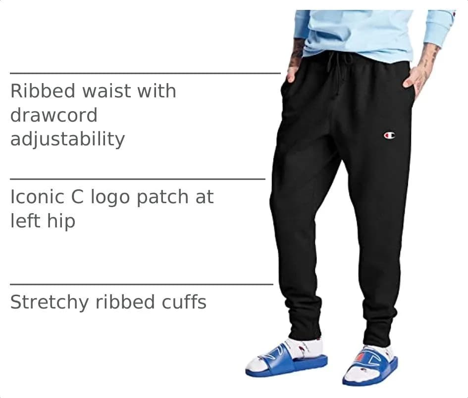 Champion Men's Reverse Weave Jogger, black/"c" logo, X-Small | Heavyweight fleece, classic fit, streetwear comfort thumbnail 5