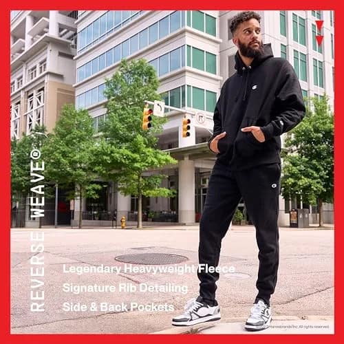 Champion Men's Reverse Weave Jogger, black/"c" logo, X-Small | Heavyweight fleece, classic fit, streetwear comfort thumbnail 6