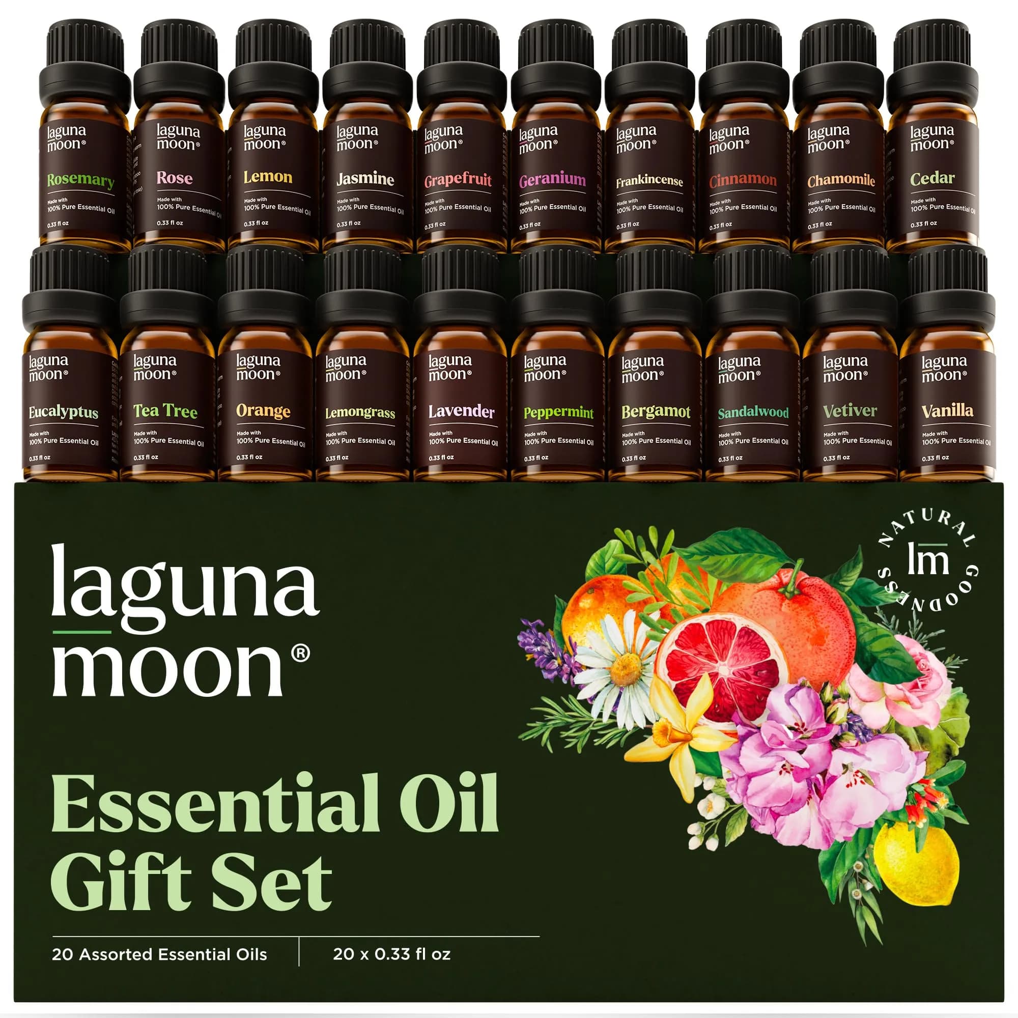 Lagunamoon Essential Oils Aromatherapy Set - 6 Oils for Diffusers, Home Care, Candle Making, 10mL | Pure, Natural, Gift-Ready — 0.33 Fl Oz