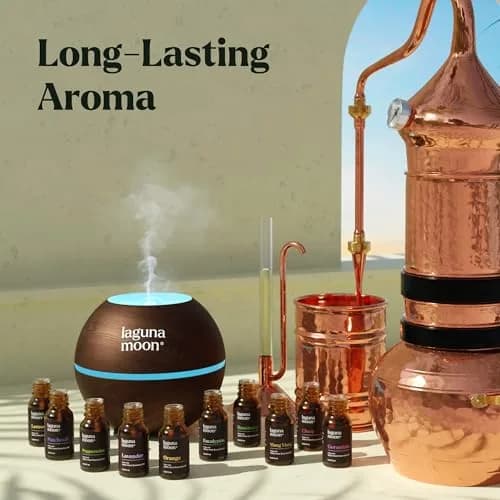 Lagunamoon Essential Oils Set, Top 20 Gift Set Oils for Diffusers, Humidifiers, Aromatherapy, Candle Making Scents, Cars & Home Products, Peppermint, Tea Tree, Lavender, Eucalyptus, Lemongrass (10mL) thumbnail 2