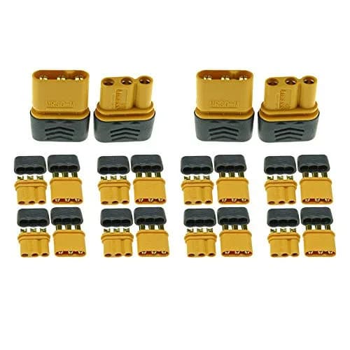 SoloGood 10 Pairs Amass MR30 Male Female Connector for RC Multicopter Airplane | Brass, Gold Plated, 30A thumbnail 1