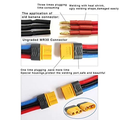 SoloGood 10 Pairs Amass MR30 Male Female Connector for RC Multicopter Airplane | Brass, Gold Plated, 30A thumbnail 4