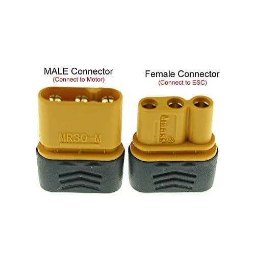 SoloGood 10 Pairs Amass MR30 Male Female Connector for RC Multicopter Airplane | Brass, Gold Plated, 30A thumbnail 5