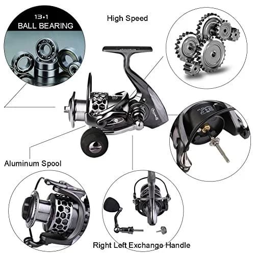 Sougayilang XY5000 Spinning Fishing Reel 390g (6.98 oz) | 13+1BB Ultra Smooth Aluminum with Free Spare Graphite Spool thumbnail 2