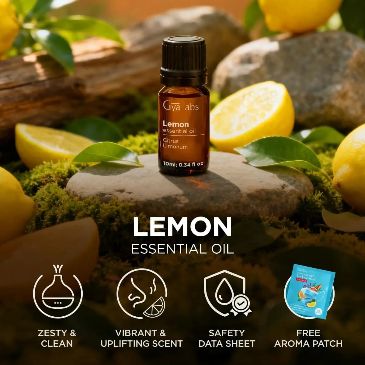 Gya Labs Pure Lemon Essential Oil 10ml (0.34 Fl Oz) | Cold-Pressed from Italy thumbnail 6