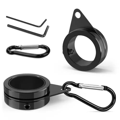 Loretoy Black Aluminum Alloy Flag Pole Rings with Carabiner, 1-inch Diameter, 2-Pack | Anti-Wrap Spinning Design for Outdoor Flags thumbnail 1