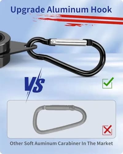 Loretoy Black Aluminum Alloy Flag Pole Rings with Carabiner, 1-inch Diameter, 2-Pack | Anti-Wrap Spinning Design for Outdoor Flags thumbnail 5